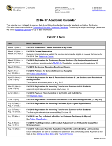 2016–17 Academic Calendar - University of Colorado Boulder