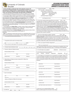 readmit application - University of Colorado Boulder