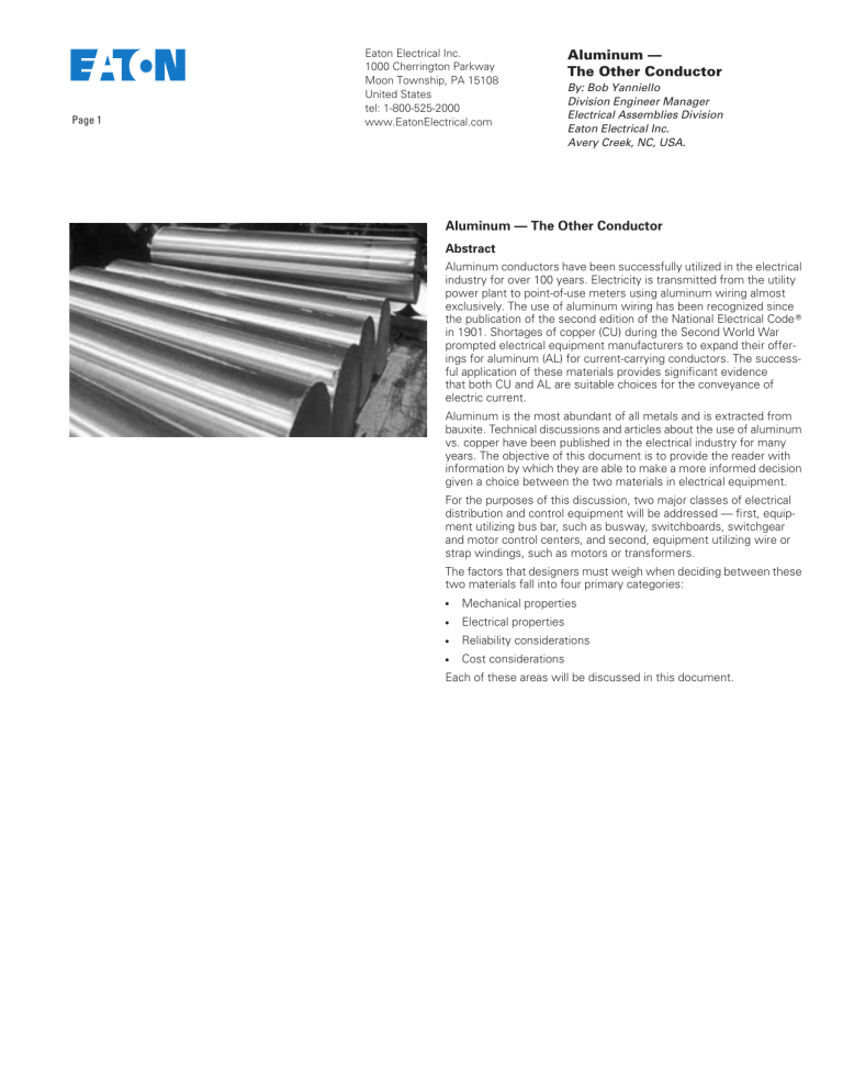 Aluminum — The Other Conductor