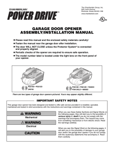 garage door opener assembly/installation manual