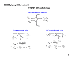 MOSFET differential stage ESE 372 / Spring 2013 / Lecture 22 Ideal