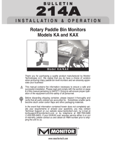 Rotary Paddle Bin Monitors Models KA and KAX INSTALLATION