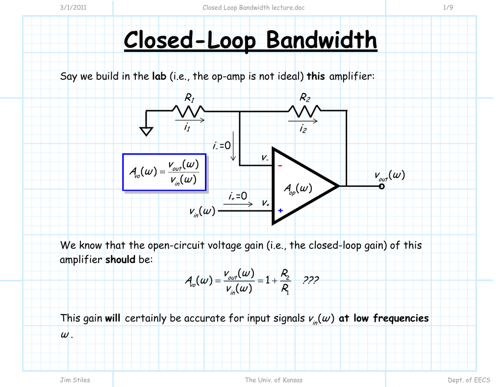 Closed Loop Bandwidth