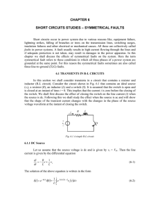 CHAPTER 6 SHORT CIRCUITS STUDIES – SYMMETRICAL FAULTS