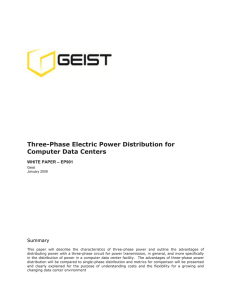 Three-Phase Electric Power Distribution for Computer Data