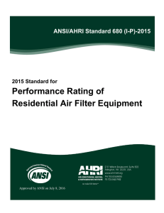 Performance Rating of Residential Air Filter Equipment