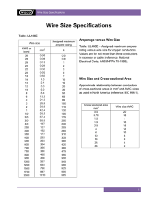 Wire Size Specifications
