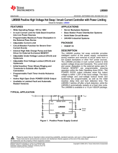 LM5069 Pos High Voltage Hot Swap/Inrush Current Controller w