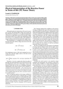 Physical Interpretation of the Reactive Power in Terms of the CPC