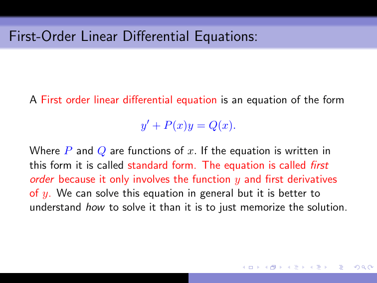 First Order Linear Differential Equations 1205