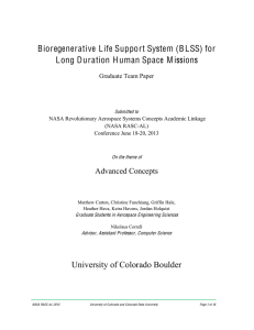 Bioregenerative Life Support System (BLSS) for Long - RASC-AL