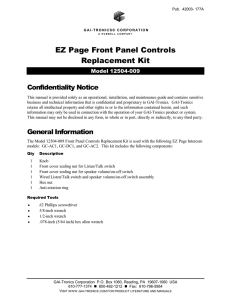 EZ Page Front Panel Controls Replacement Kit - GAI