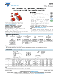 594D Solid Tantalum Chip Capacitors, TANTAMOUNT™, Conformal