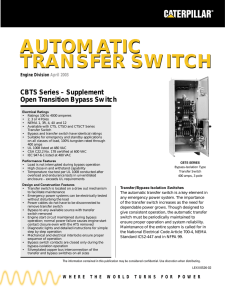 CBTS Series - Supplement Open Transition Bypass Switch