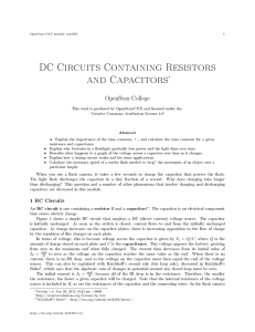 DC Circuits Containing Resistors and Capacitors