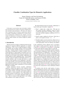 Classifier Combination Types for Biometric Applications