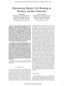 Maximizing Battery Life Routing in Wireless Ad Hoc Networks