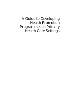 A Guide to Developing Health Promotion