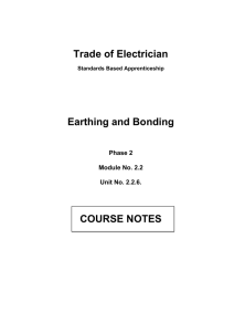 Trade of Electrician Earthing and Bonding COURSE NOTES