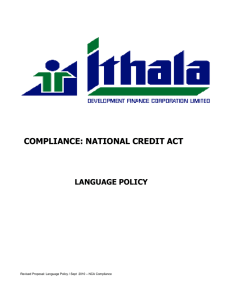 COMPLIANCE: NATIONAL CREDIT ACT