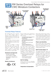 WEG RW Series Overload Relays Technical Specs