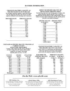 Battery Performance Tables