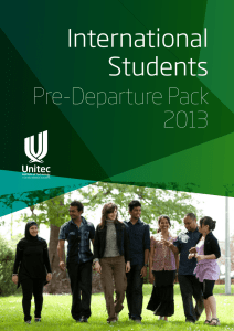 Pre-Departure Pack for International Students 2013