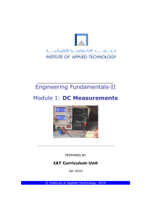 Engineering Fundamentals-II Module 1: DC Measurements