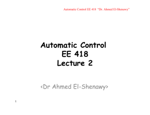 Automatic Control EE 418 Lecture 2