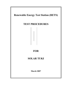 Renewable Energy Test Station (RETS) TEST PROCEDURES FOR