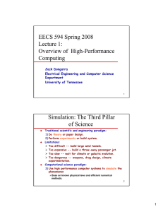 EECS 594 Spring 2008 Lecture 1: O i f Hi h P f Overview of High