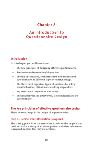 Chapter 8 An Introduction to Questionnaire Design