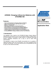 AVR458: Charging Lithium-Ion Batteries with ATAVRBC100