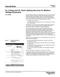 Data Bulletin UL Listing and UL Field Labeling