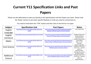 Current Y11 Specification Links and Past Papers