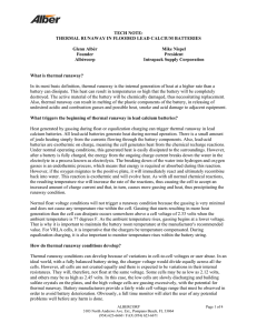 Thermal Runaway in Flooded Lead Calcium Batteries