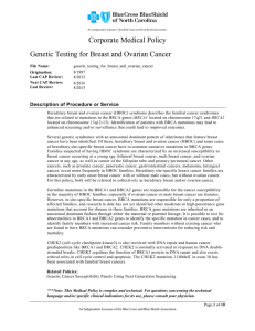 Genetic Testing for Breast and Ovarian Cancer