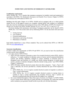 INSPECTION AND TESTING OF EMERGENCY GENERATORS