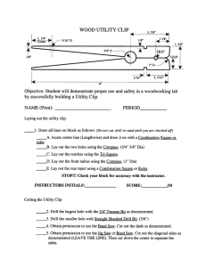 WOOD UTILITY CLIP Objective: Student will demonstrate proper use