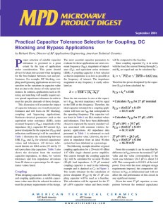 Practical Capacitor Tolerance Selection for Coupling, DC Blocking