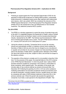 position statement on the PPRS scheme