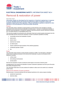 Removal restoration of power