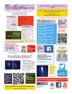 World Suicide Prevention Day 2014 Toolkit http://goo.gl/TEvYHD