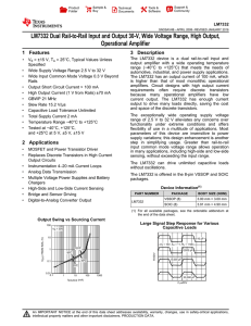 LM7332 Dual Rail-to-Rail I/O 30V, Wide Volt Range, High Out Op