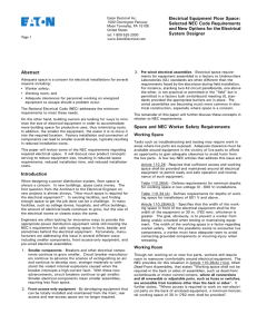 Electrical Equipment Floor Space: Selected NEC Code