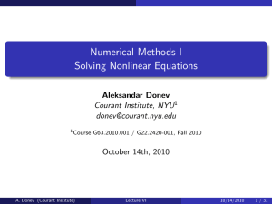 Numerical Methods I Solving Nonlinear Equations