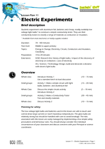 Lesson Plan 11- Electric Experiments