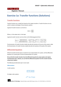 Exercise 1a: Transfer functions (Solutions)