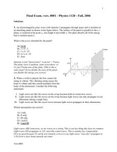 Final Exam, vers. 0001 - Physics 1120 - Fall, 2006