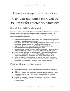 What You and Your Family Can Do to Prepare for Emergency